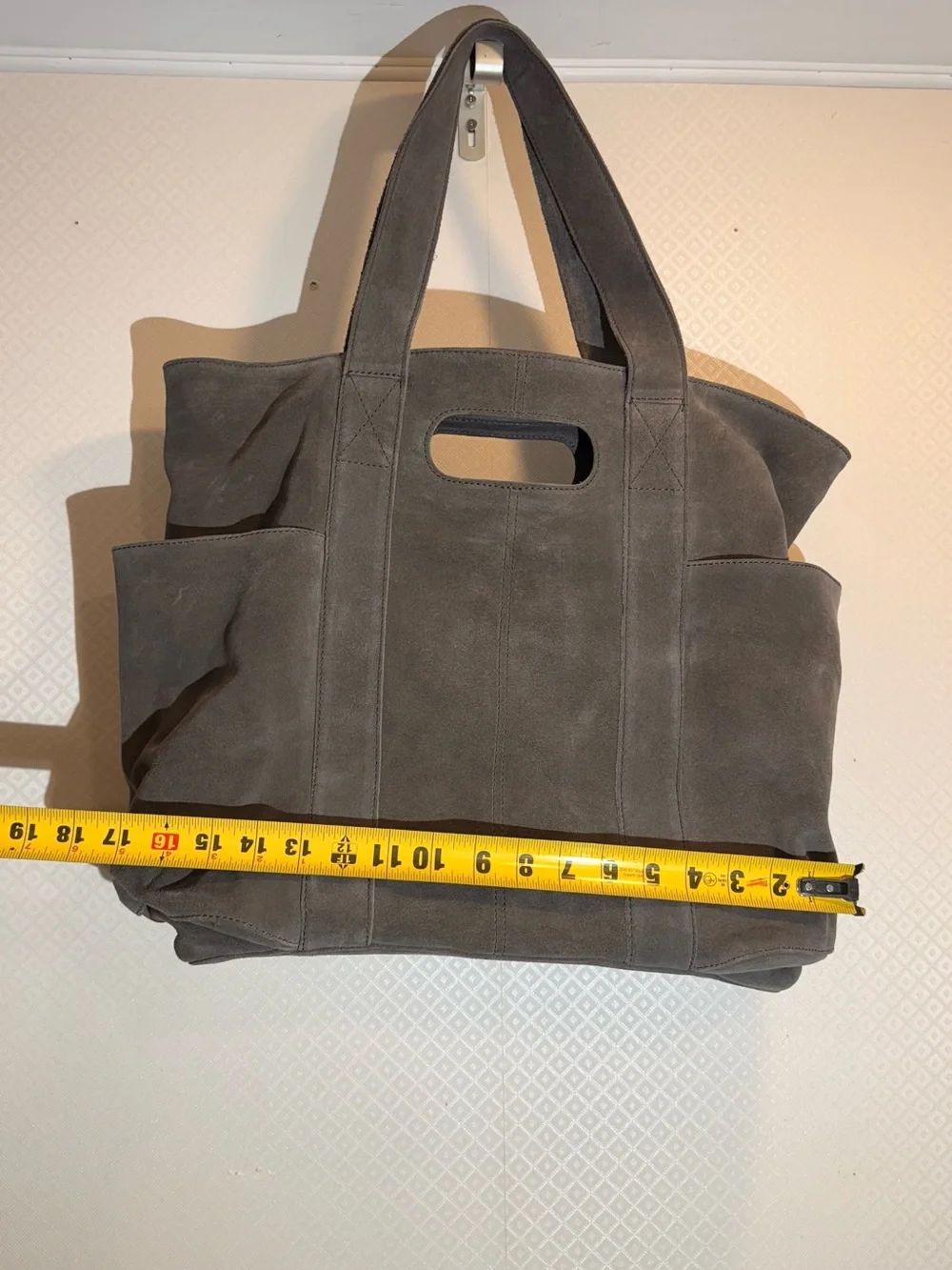 NWT Free People Suede Caravan Boho Tote in Taupe 100% Leather and Cotton